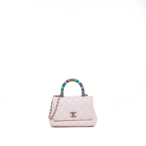 Sac Porté Épaule Coco Handle Small Cuir Blanc - Chanel