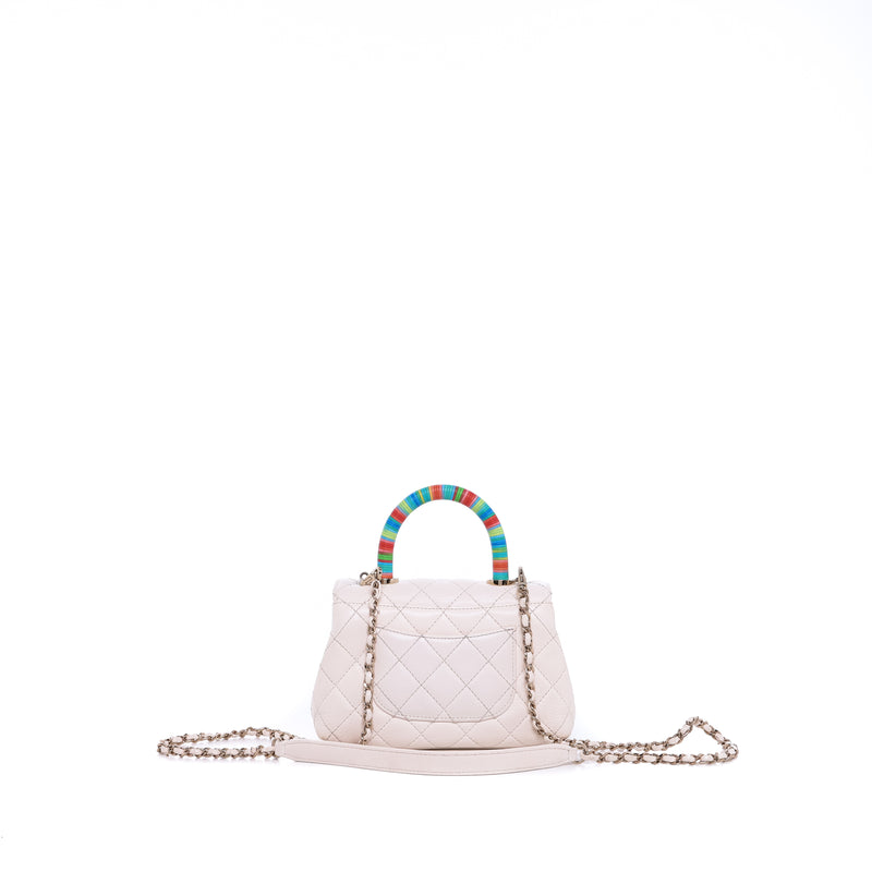 Sac Porté Épaule Coco Handle Small Cuir Blanc - Chanel