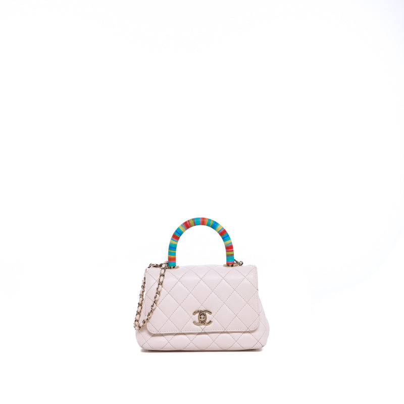 Sac Porté Épaule Coco Handle Small Cuir Blanc - Chanel