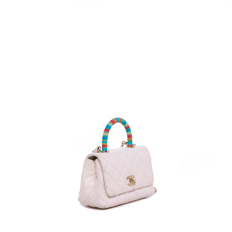 Sac Porté Épaule Coco Handle Small Cuir Blanc - Chanel