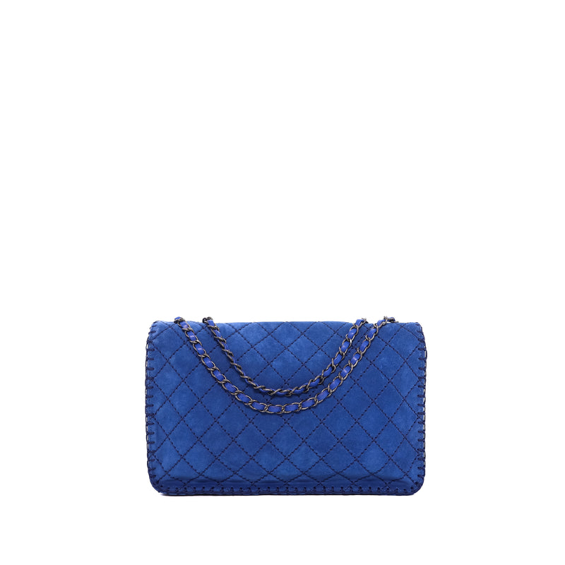 Sac Porté Épaule Jumbo Suede Bleu - Chanel