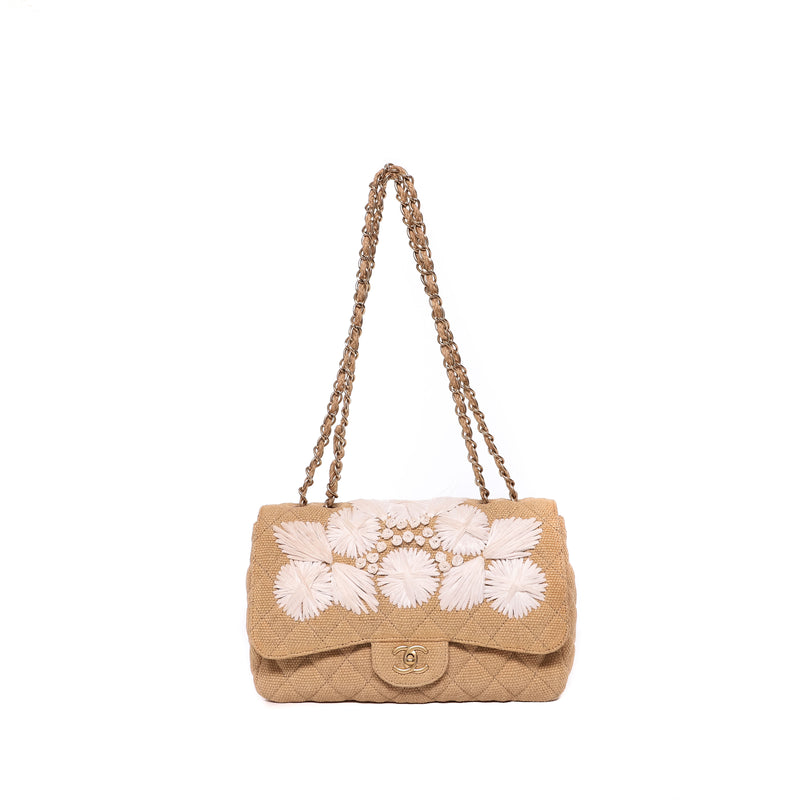 Sac Porté Épaule Jumbo Coco Country Raphia Beige - Chanel