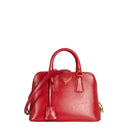 sac de seconde main promenade prada en cuir verni rouge face