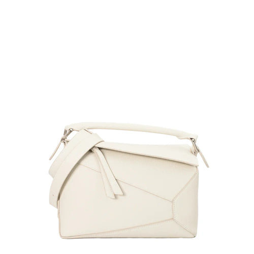 sac de seconde main puzzle loewe en cuir grainé blanc face