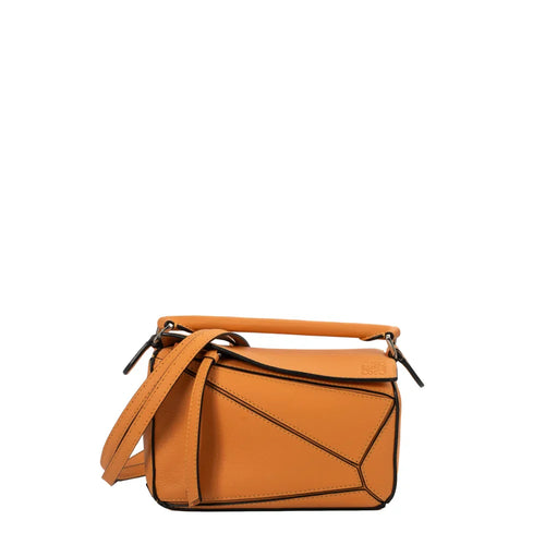 sac de seconde main puzzle loewe en cuir orange face