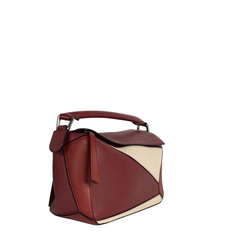 sac de seconde main puzzle loewe en cuir rouge côté