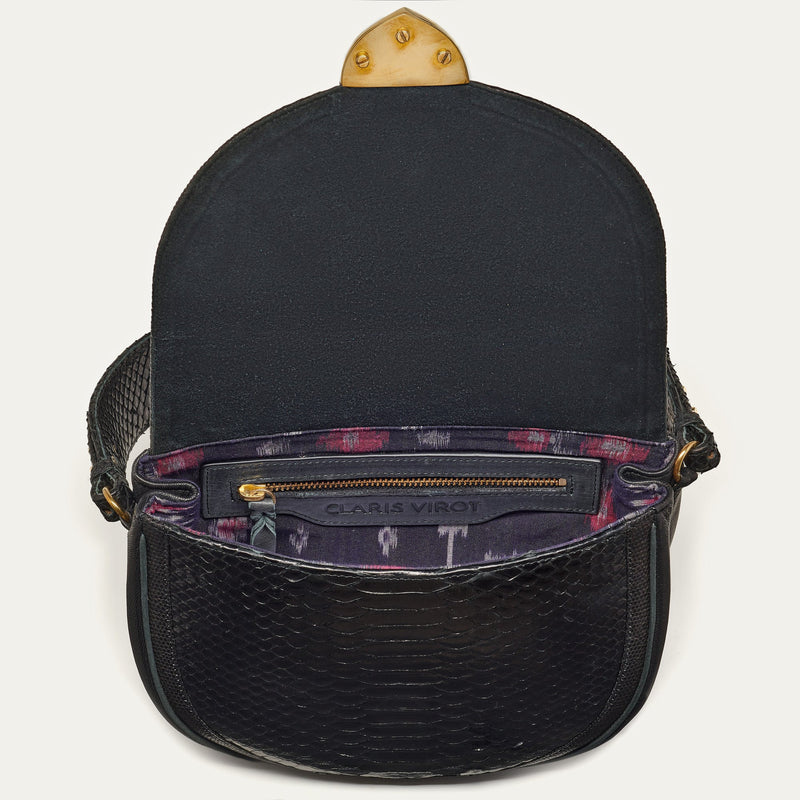 Sac Python Big Victoria Noir Anse Et Bandouliere