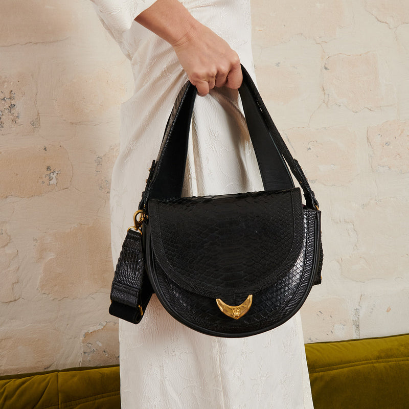 Sac Python Big Victoria Noir Anse Et Bandouliere
