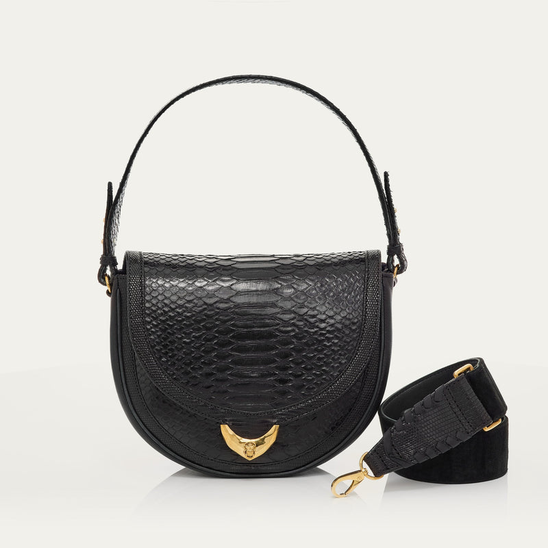 Sac Python Big Victoria Noir Anse Et Bandouliere