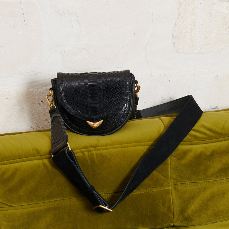 Sac Python Victoria Noir Anse Et Bandouliere