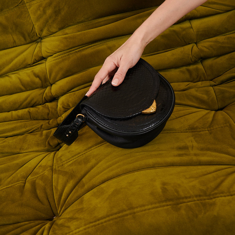 Sac Python Victoria Noir Anse Et Bandouliere