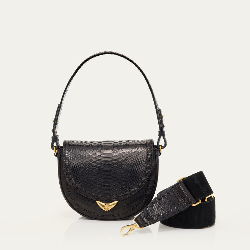Sac Python Victoria Noir Anse Et Bandouliere