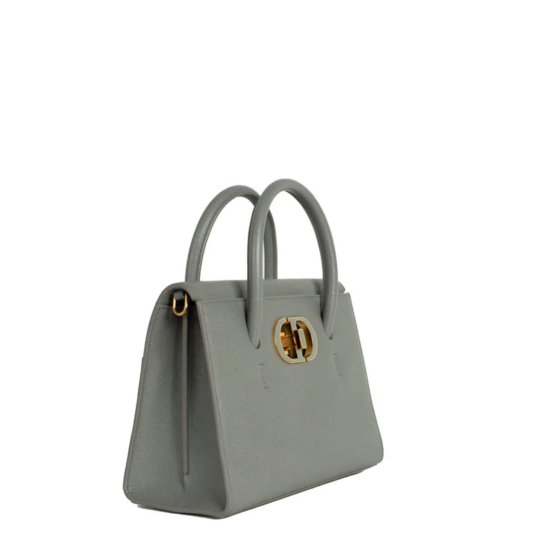 sac de seconde main saint honoré dior  en cuir gris côté