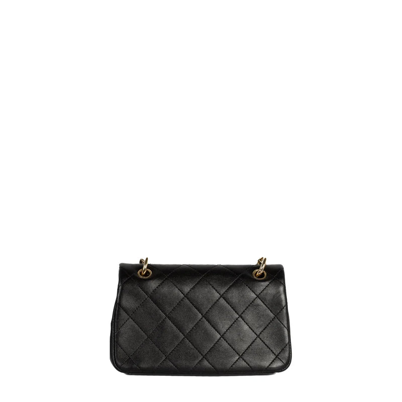 sac de seconde main single flap chanel en cuir noir dos