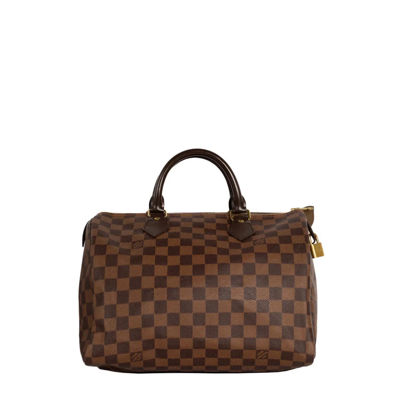 sac de seconde main speedy louis vuitton en toile damier ébène face