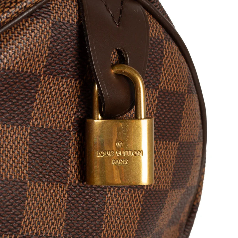 sac de seconde main speedy louis vuitton en toile damier ébène cadenas