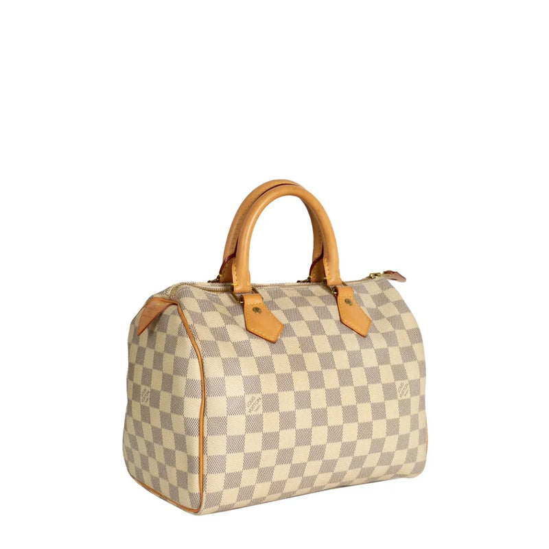 sac de seconde main speedy  louis vuitton  en toile damier azur côté