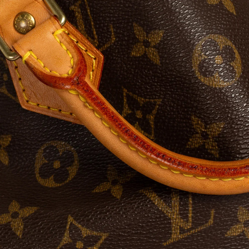 sac de seconde main speedy louis vuitton en toile monogram marron défaut 4