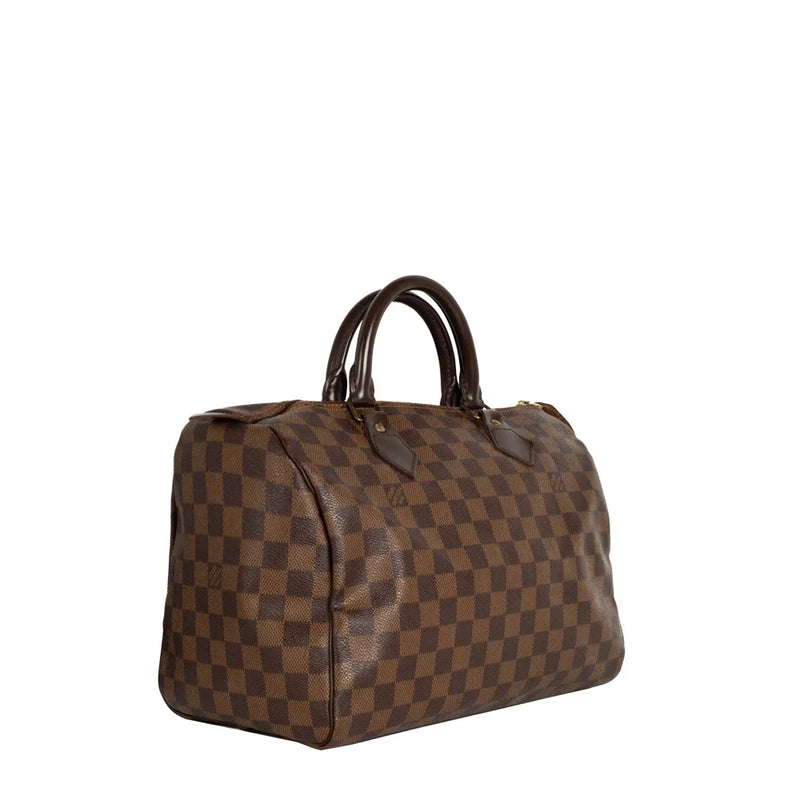 sac de seconde main speedy louis vuitton en toile damier ébène côté