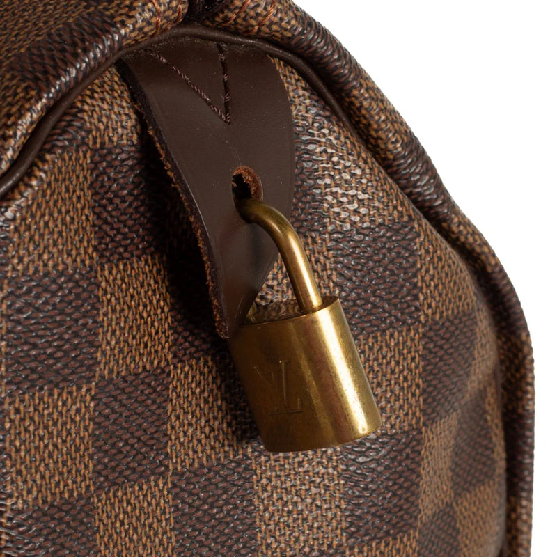 sac de seconde main speedy louis vuitton en toile damier ébène défaut 1