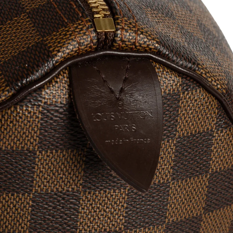 sac de seconde main speedy  louis vuitton  en toile damier ébène label