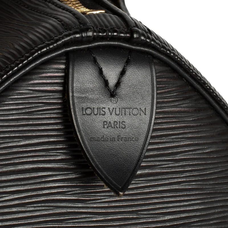 sac de seconde main speedy louis vuitton en cuir épi noir label