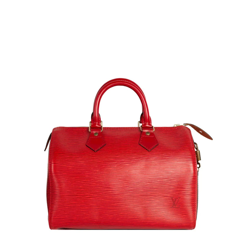 sac de seconde main speedy louis vuitton en cuir épi rouge face