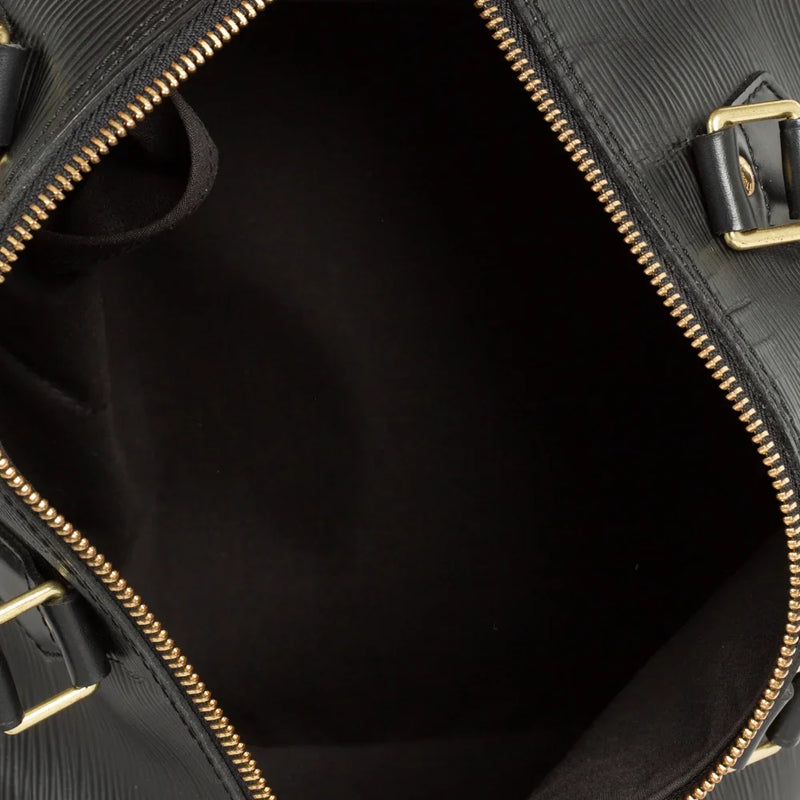 sac de seconde main speedy louis vuitton en cuir épi noir intérieur