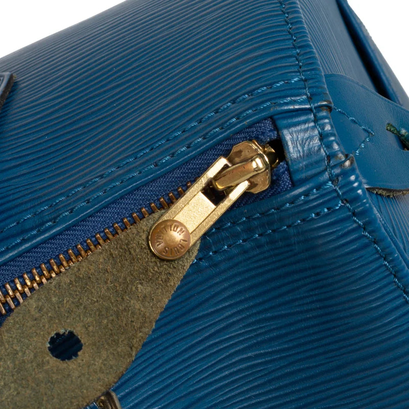 sac de seconde main speedy  louis vuitton  en cuir épi bleu défaut 2