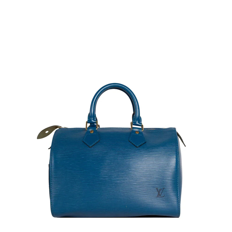 sac de seconde main speedy  louis vuitton  en cuir épi bleu dos