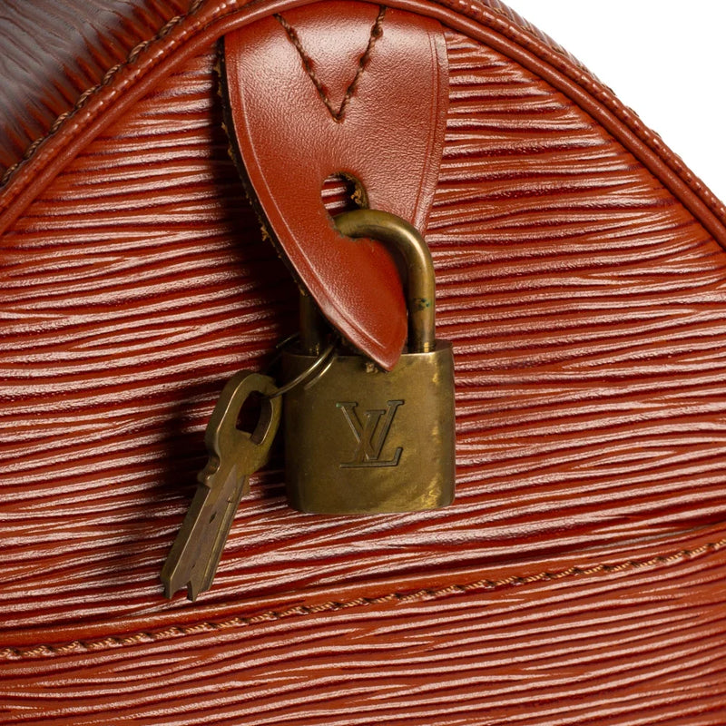 sac de seconde main speedy louis vuitton en cuir épi marron défaut 2