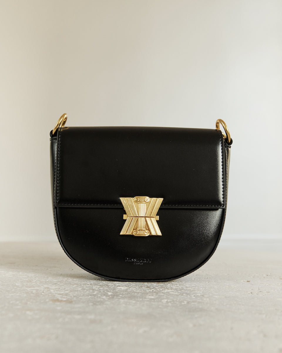 Sac Thea Moyen En Cuir Brillant - Noir