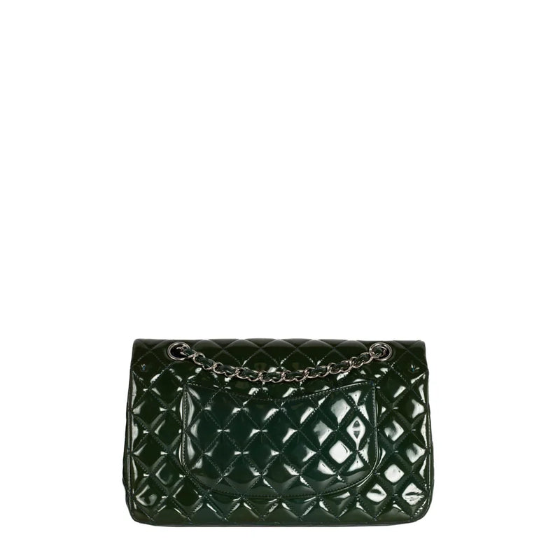 sac de seconde main timeless chanel  en cuir verni vert dos