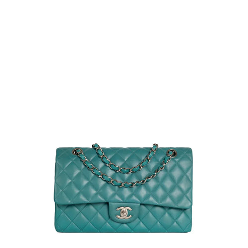 sac de seconde main timeless chanel  en cuir bleu face