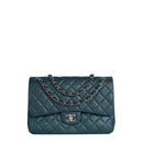 sac de seconde main timeless chanel  en cuir bleu face