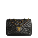 sac de seconde main timeless chanel  en cuir noir face