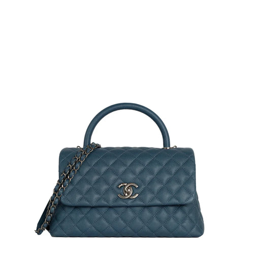 sac de seconde main trendy cc chanel en cuir bleu  face