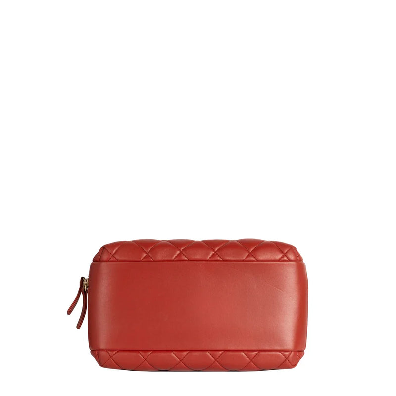 sac de seconde main trendy cc top handle chanel  en cuir rouge  bas