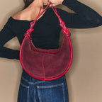 Sac Veau Velours Et Python Chris Bordeaux Et Rubis