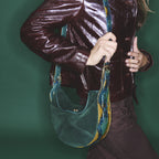 Sac Veau Velours & Python Estelle Vert Jade Bleu Lotus