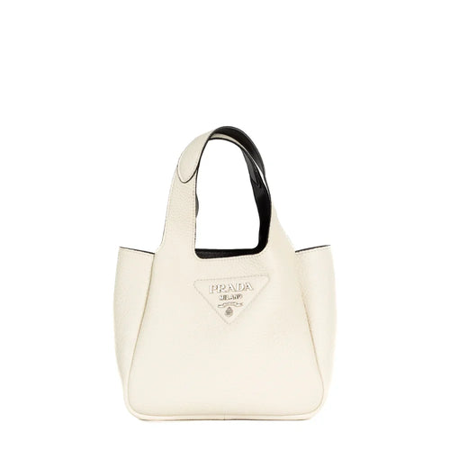 sac de seconde main vitello daino prada en cuir blanc face