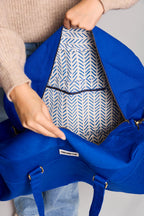 Bolsa de viaje grande Yves azul eléctrico forro blockprint