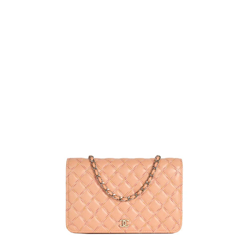 sac de seconde main woc chanel  en cuir rose  face