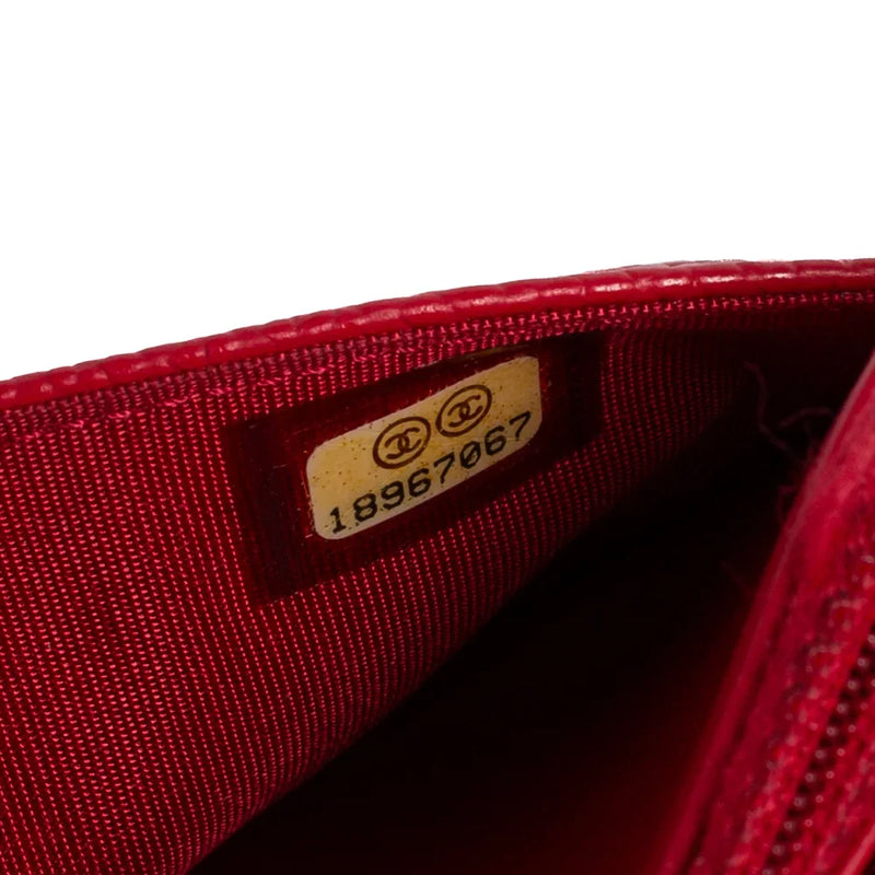 sac de seconde main wallet on chain chanel  en cuir rouge numéro de série