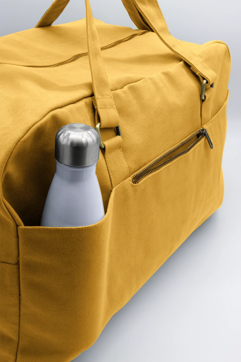Grande borsa da viaggio unisex Yves color zafferano, tasche posteriori