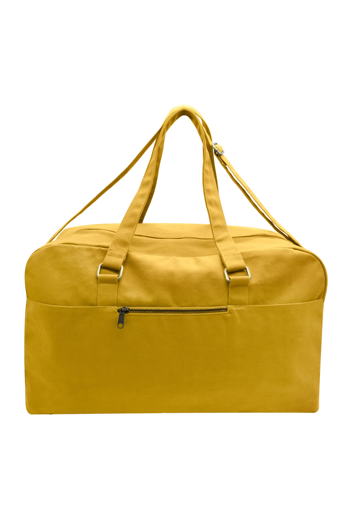 Grande borsa da viaggio unisex Yves color zafferano, vista posteriore su sfondo neutro