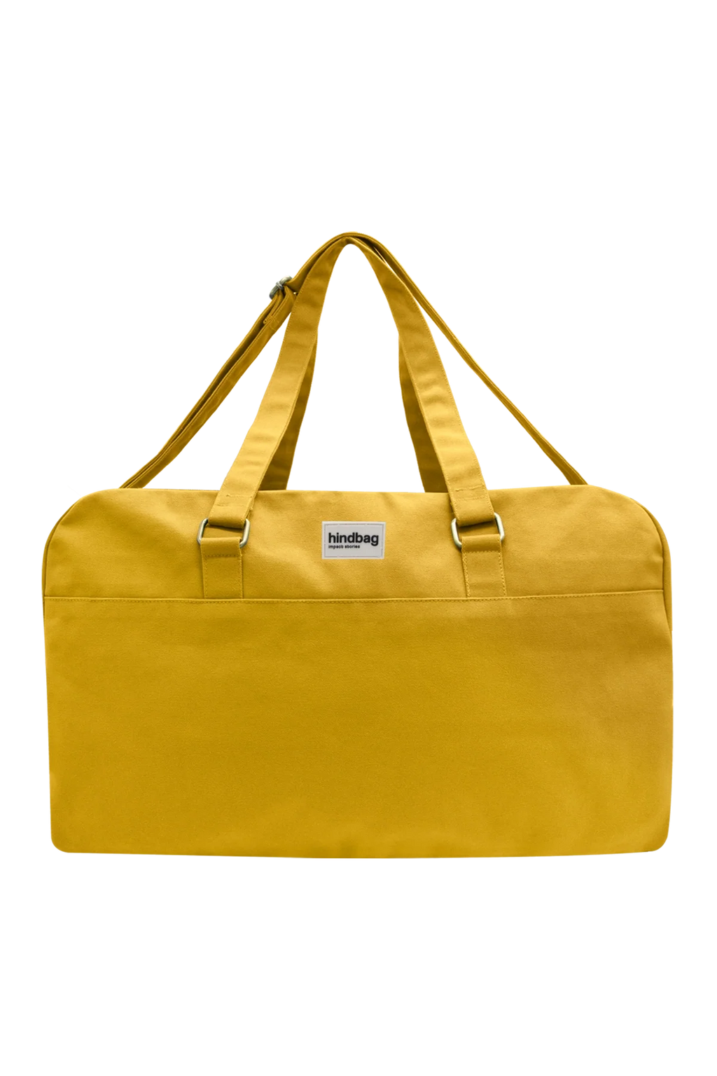 Grande borsa da viaggio unisex Yves color zafferano, vista frontale su sfondo neutro