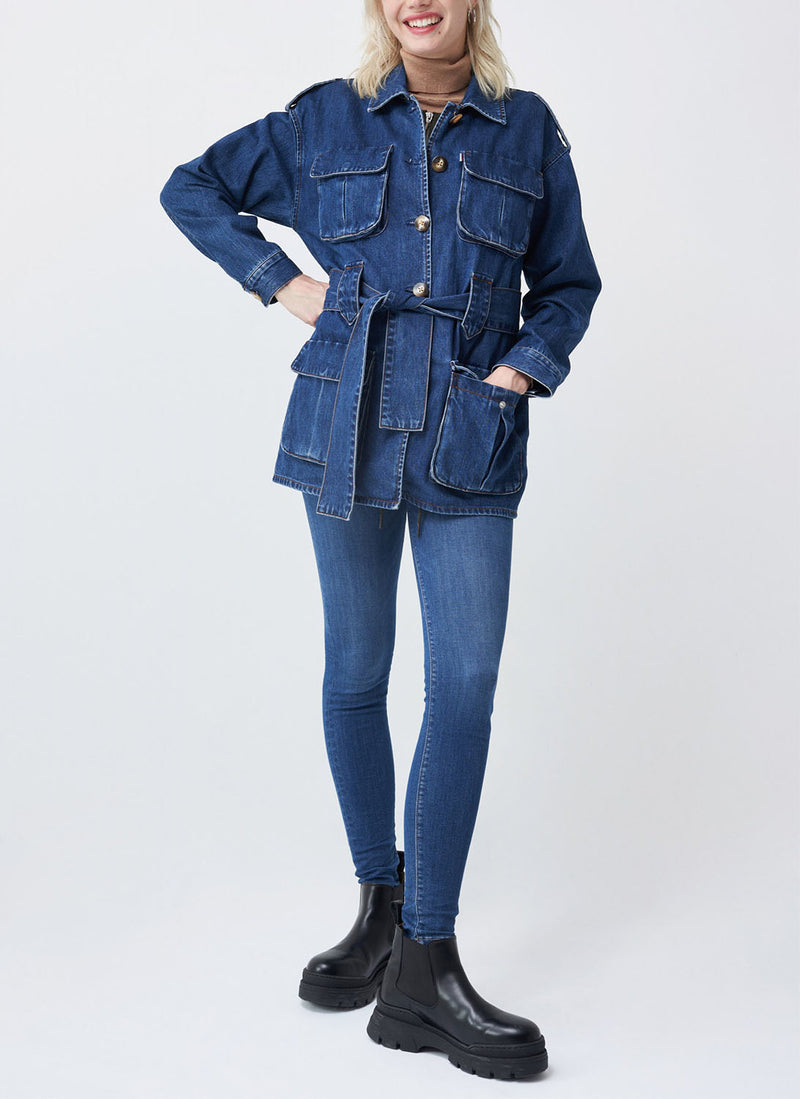 Salsa - Veste Denim Parka - Dark Wash - Femme