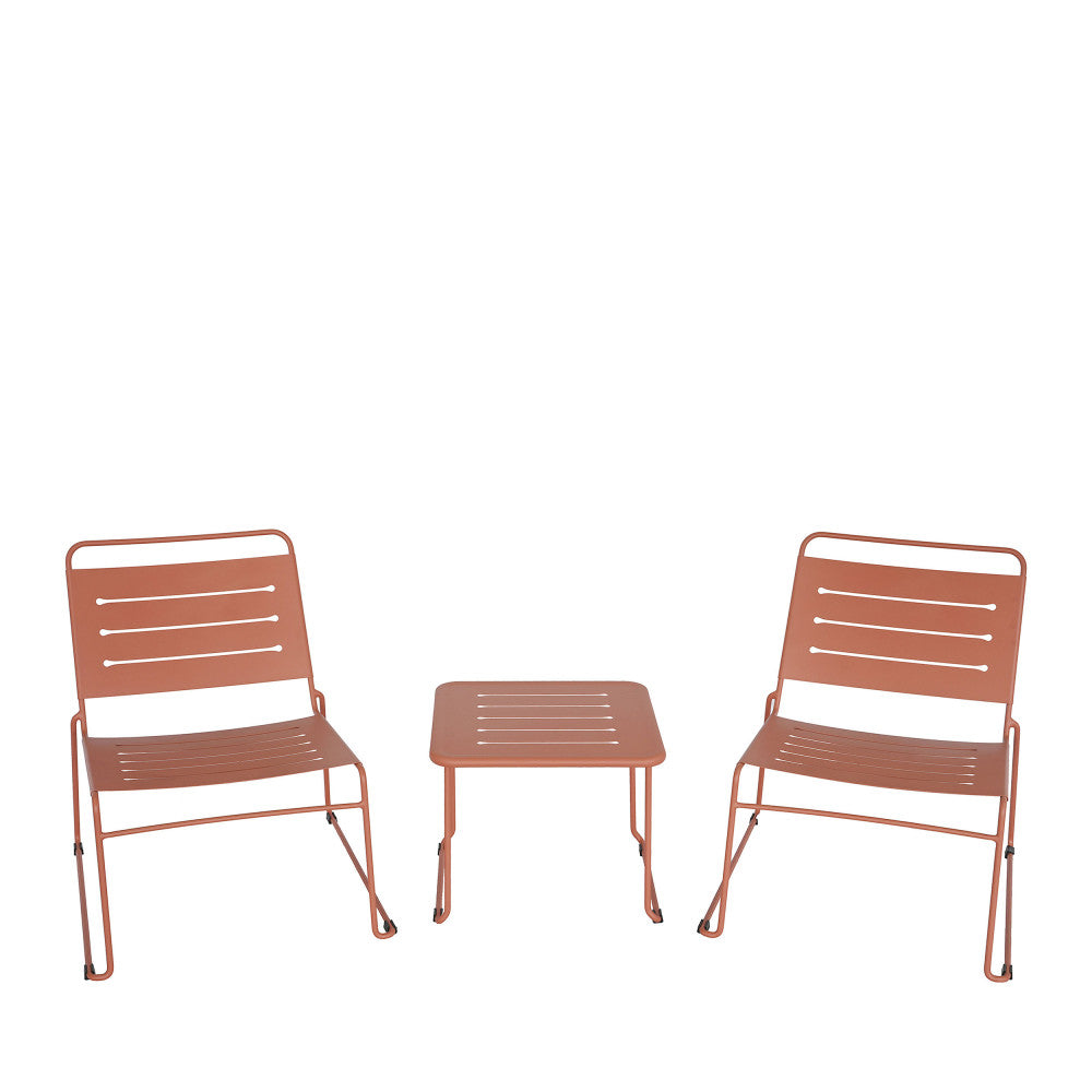Solena - 2-Seater Garden Set - Metal - Terracotta