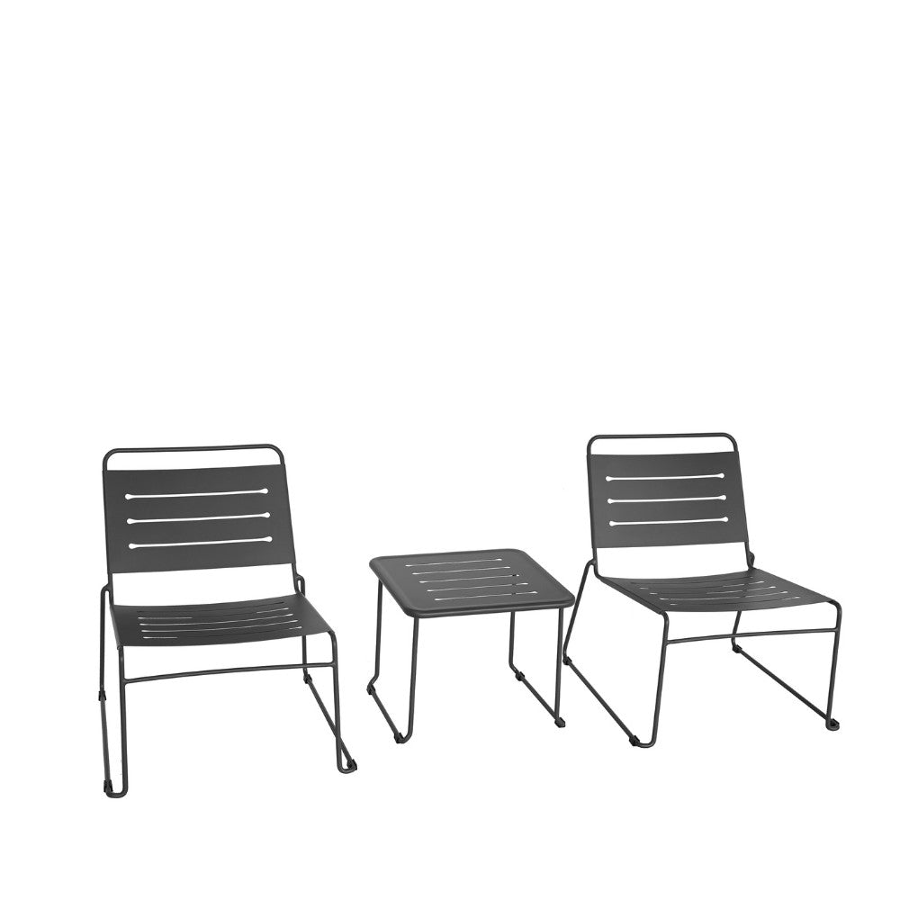 Solena - Conjunto de jardín para 2 personas - Metal - Gris oscuro